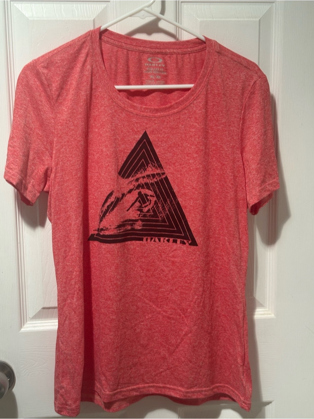 Oakley Red Heather Logo Tee with Silver Print